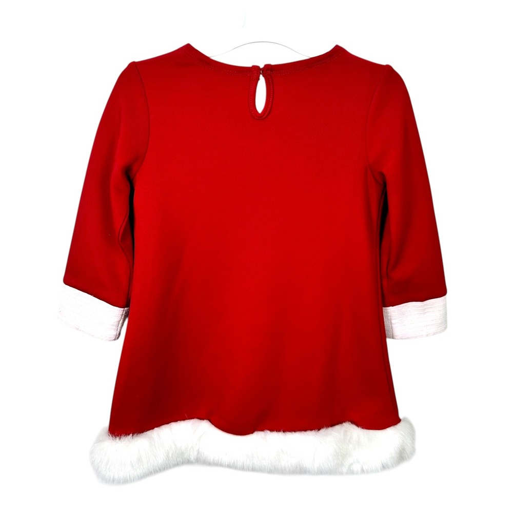 Bonnie Jean Girls Red Snowflake Faux Fur Trimmed Holiday Dress‎ Size 3T - Picture 8 of 10